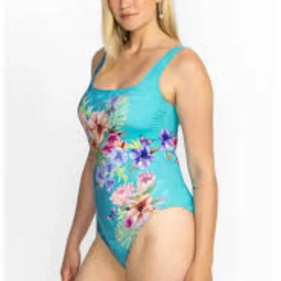 NWT  Johnny Was PLUS Water Tropic Square Neck One Piece Swimsuit - 1X 2X 3X 2XL - Picture 2 of 5